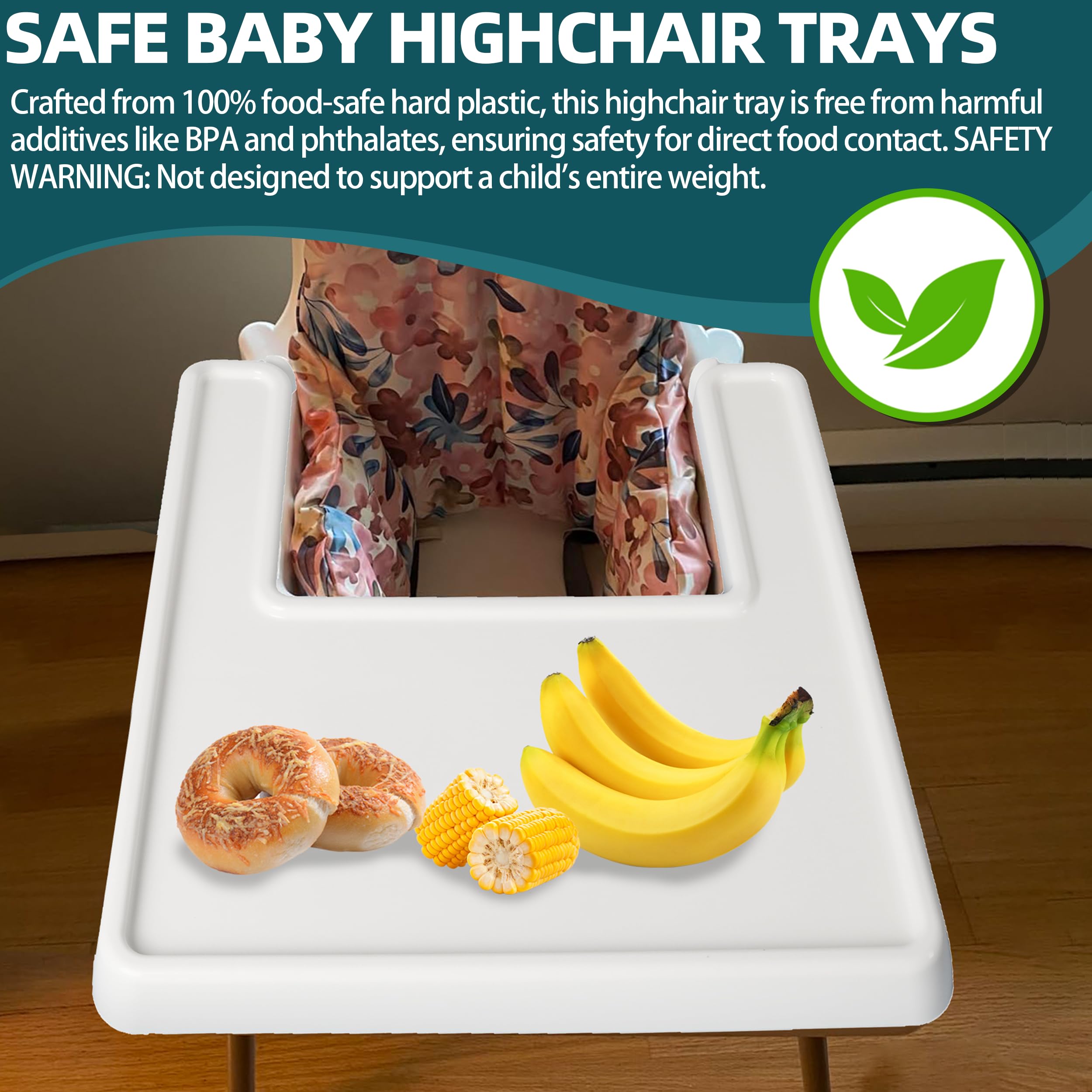 Baby High Chair Tray Compatible with IKEA Antilop High Chair Baby Dining Feeding Tray for Toddler - Made with Food-Safe Plastic (BPA BPS BPF Lead and Phthalate Free) - White