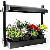 SunBlaster Micro LED Grow Light Garden Kit, Black, 18 x 8 In Footprint | Canopy Adjusts to 18 In High, 4 Seedling Trays, Wicking Mat with Water Reservoir, Raised Platform Base