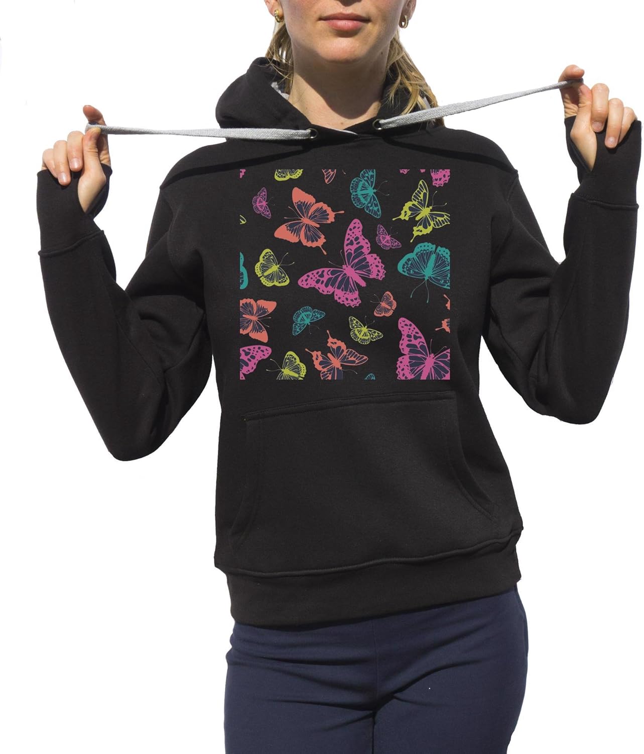Butterflies Hoodie Floral Flowers Hoodie Luxury Hoodie Vintage illustration White Hoodie WeiÃ 
