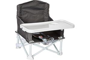 Regalo My Chair 2-in-1 Portable Travel Booster Seat & Activity Chair, Bonus Kit Includes, Oversized Removable Tray with Cup Holder, Gray