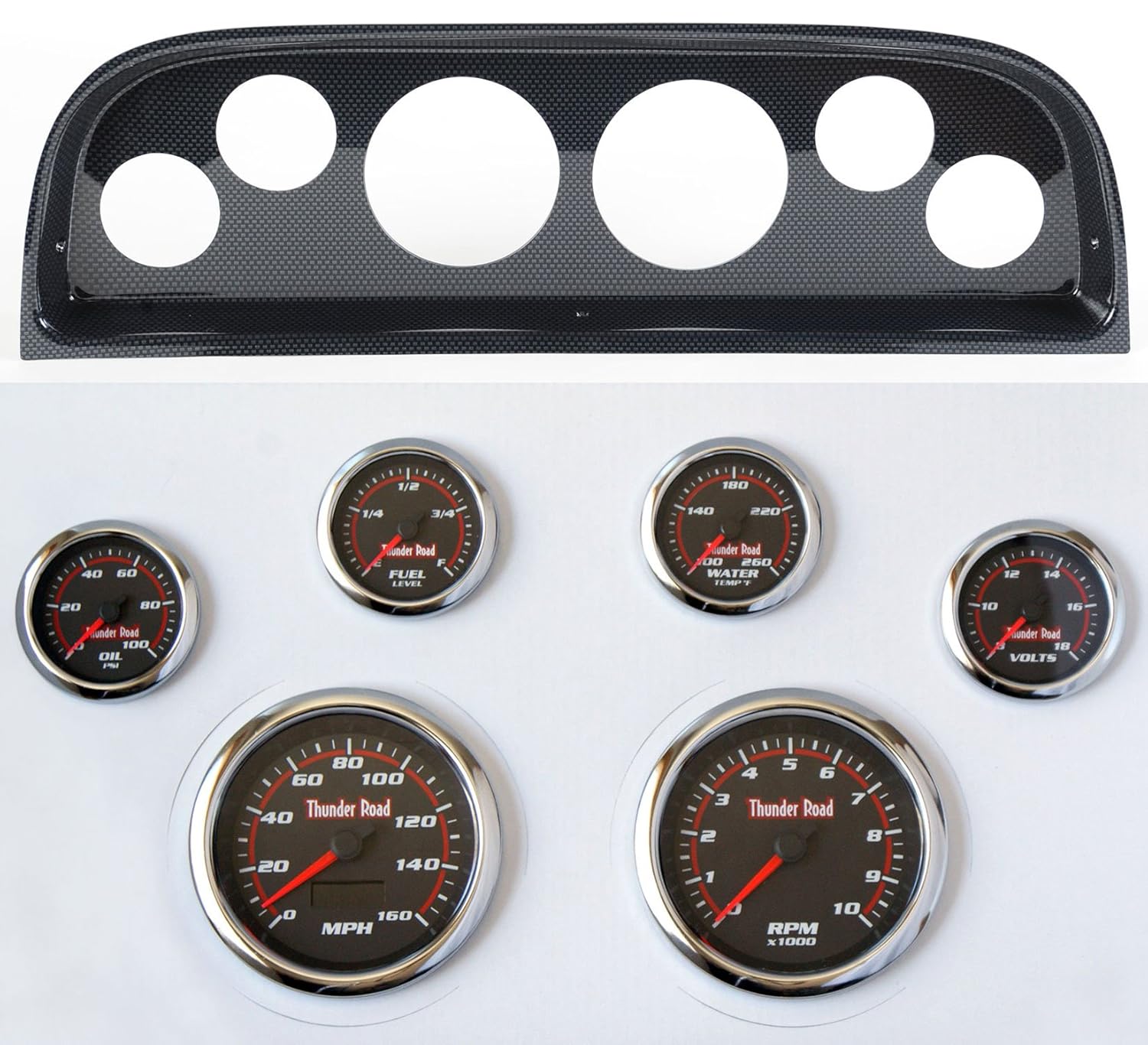 Classic Dash 107602113 Chevy Truck Carbon Fiber Dash Carrier Panel High Velocity Red Line Gauges