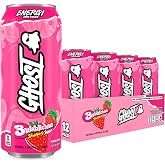 GHOST Energy Drink, Zero Sugars, 12-Pack - Bubblicious Strawberry Splash | Energy &amp; Focus Pre Workout Drink, No Artificial Colors, Vegan - 200MG Natural Caffeine, L-Carnitine, Taurine, 16oz