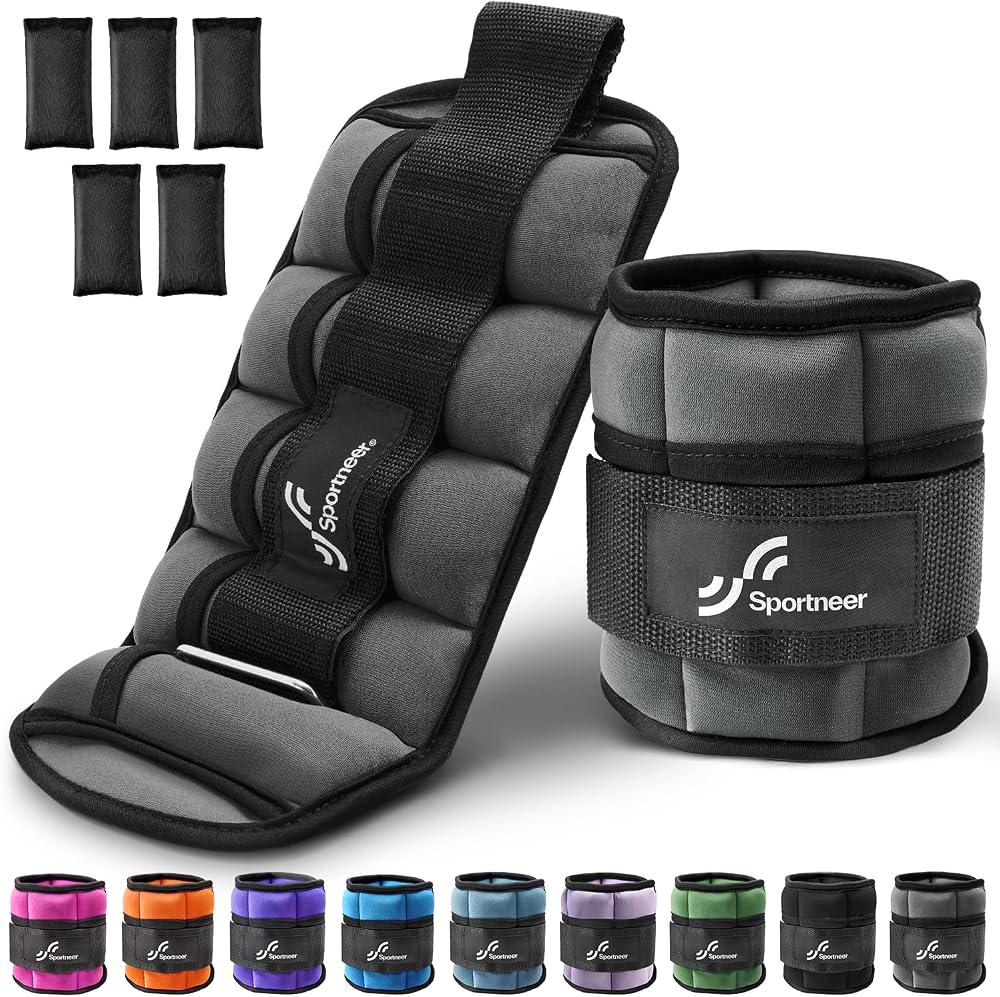 Sportneer Adjustable Ankle Weights Set 0.45-3.2kg Pair Neoprene