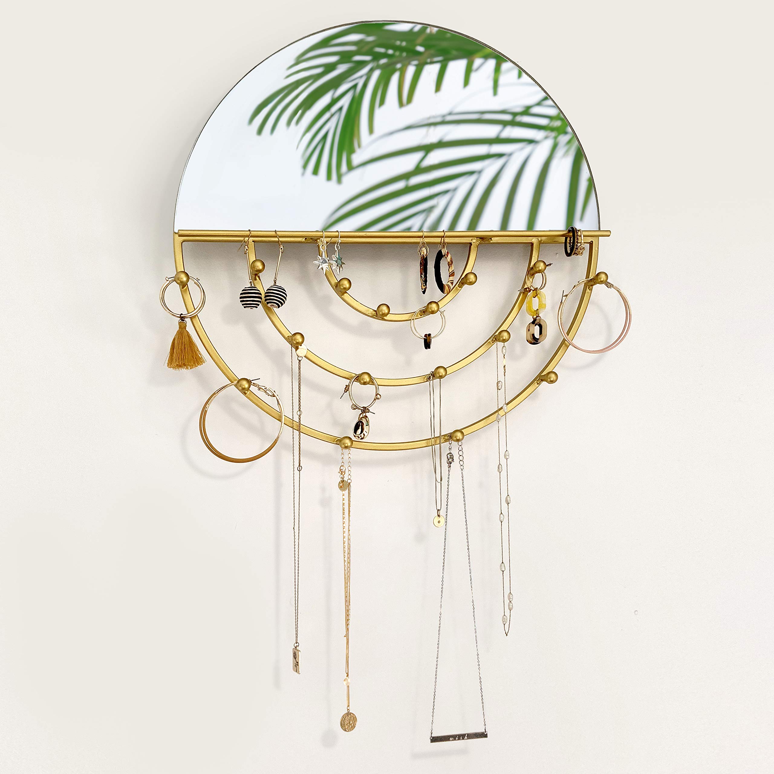 Wall Jewelry Organizer Round Mirror for Hanging Your