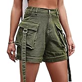 BXCNCKD Women's High Waist Multi Pocket Denim Shorts Women's Casual Shorts