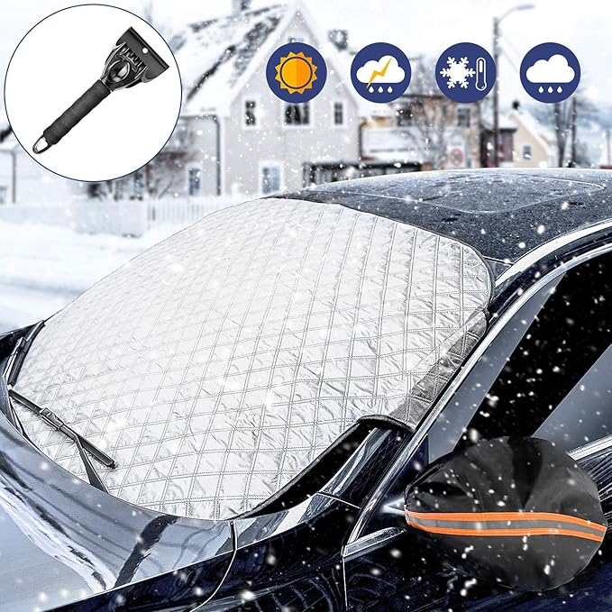 WisFox Windscreen Cover Car Windshield Cover Sun Shade Ultra Thick Protective Snow Ice Frost UV