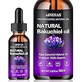 AIninas Bakuchiol Oil Organic for Face - Natural Retinol Alternative Reduces Wrinkles & Fine Lines, Sensitive Skin Safe, Mix with Moisturizer - Hydrating Facial Serum for Day & Night Use, 2 fl oz