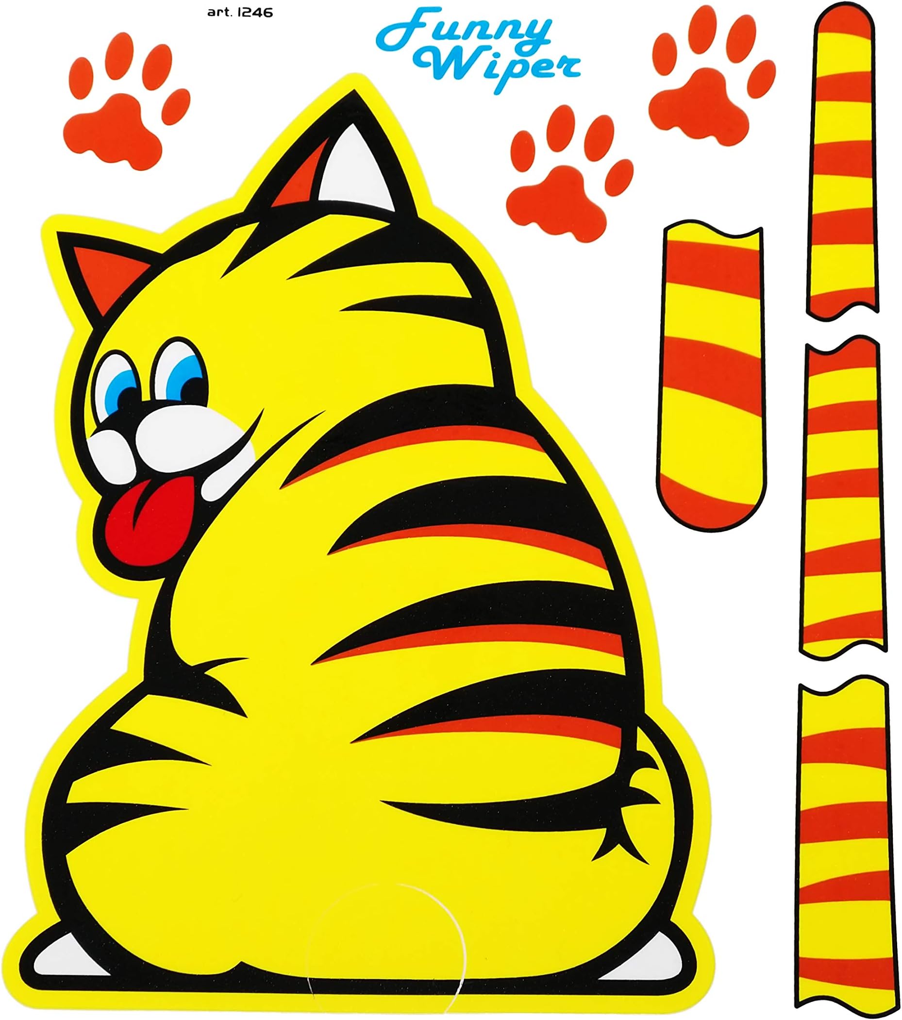 Funny Wipers Rear Window for Car Stickers, Yellow Cat