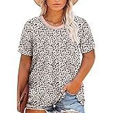 Eytino Plus Size Tops for Women Short Sleeve Crew Neck Polka Dot Print Casual Summer Loose Tee Shirts(1X-5X)