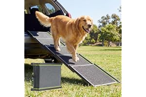 Veehoo Telescoping Dog Ramp for Car Truck SUV, 71" Long 20" Wide Lightweight Aluminium Dog Ramps with Non Slip Surface for La