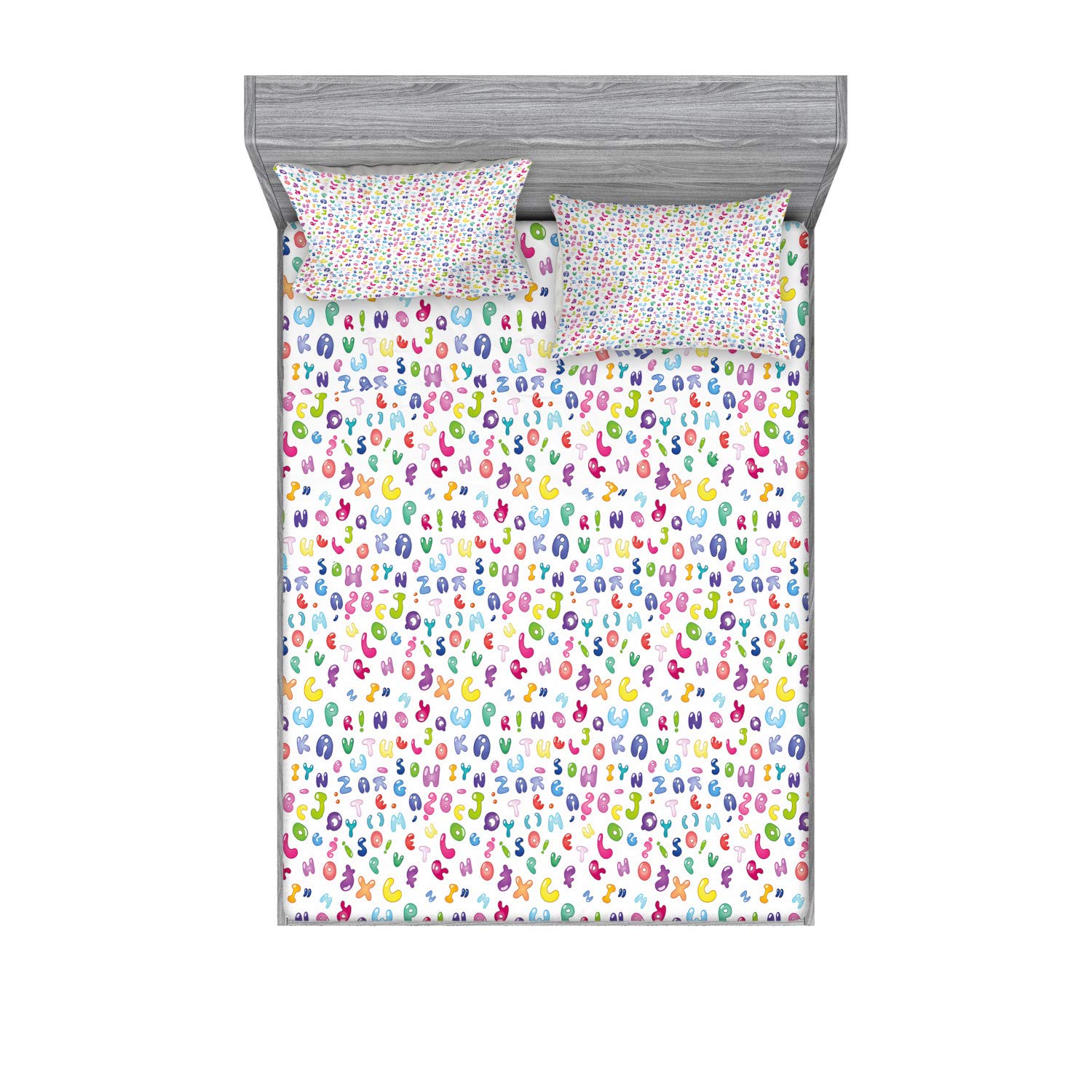 Ambesonne ABC Fitted Sheet & Pillow Sham