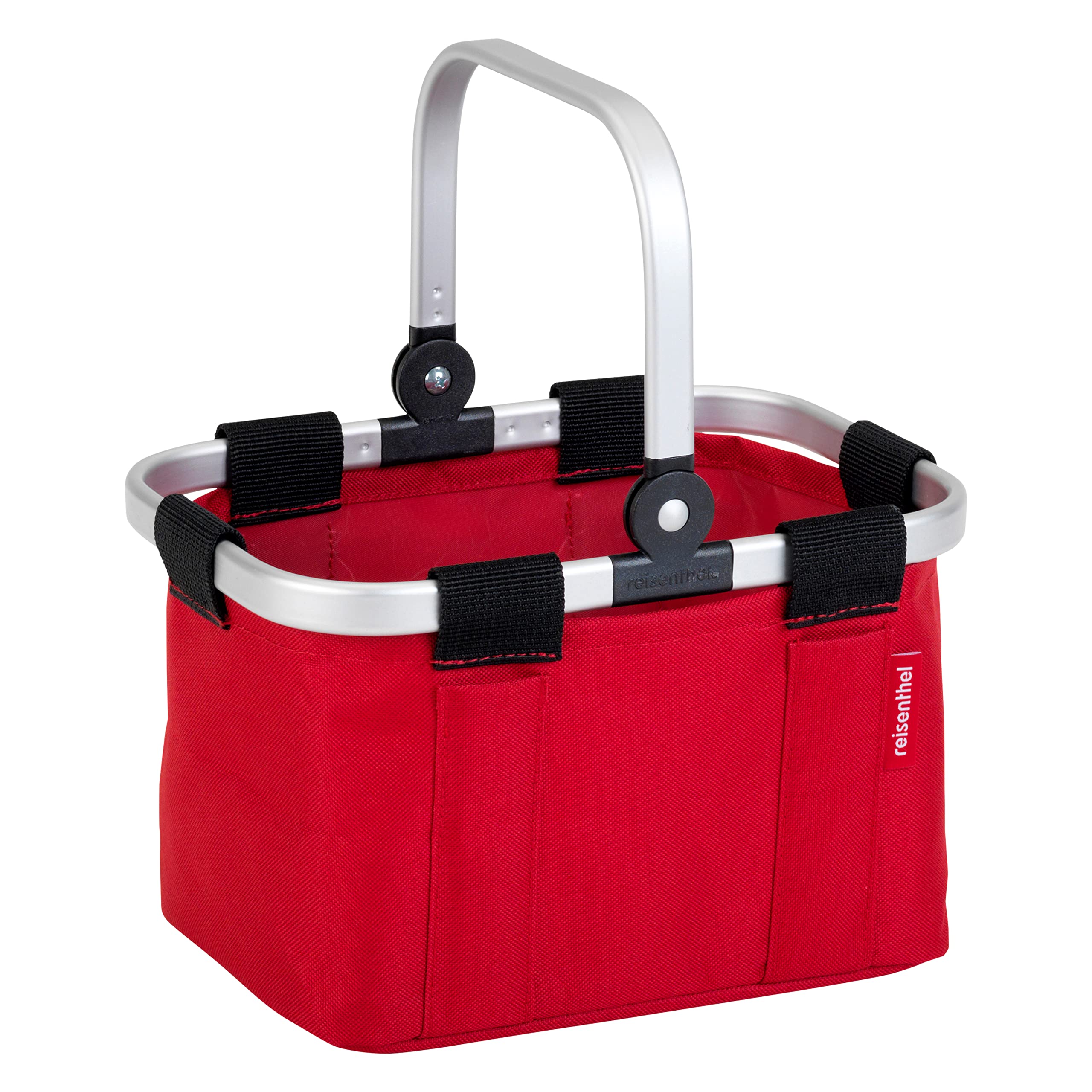 Theo Klein| reisenthel shopping basket carrybag mini, red I Shopping accessory with aluminium frame and foldable handle I Measurements: 25 cm x 17.5 cm x 16.5 cm I Toys for children aged 3 and over.