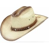 OIERNFE Straw Cowboy Hat, Cattleman Crease 4.1" Wide Brim Western | Unisex design, shapeable wide brim, breathable cowgirl style, gift box included, 2 sizes