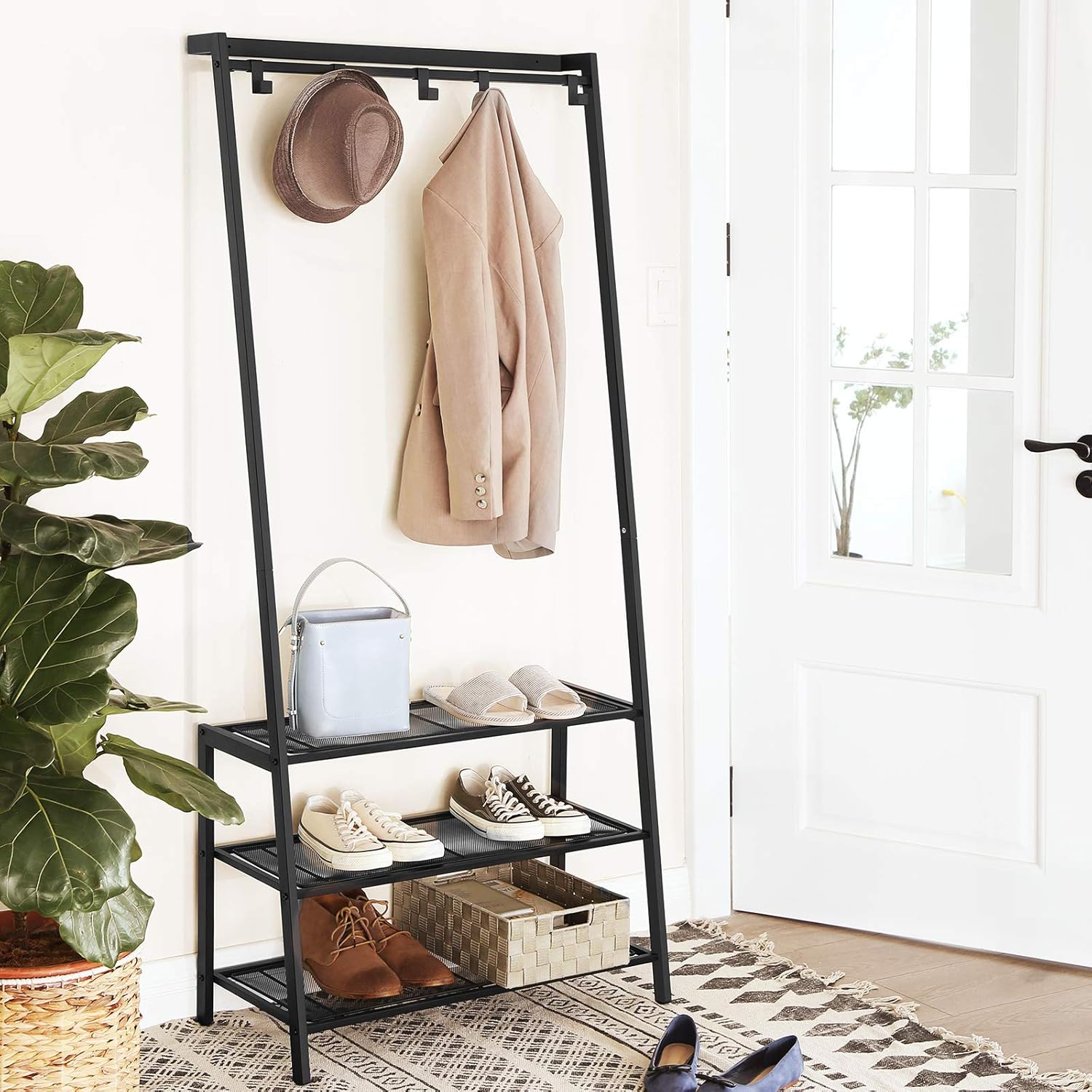 Standing Coat Racks Home SONGMICS Coat Rack with Shoe Rack,Modern Hall