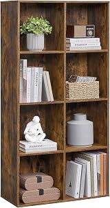 VASAGLE 8-Cube Bookcase Rustic Brown LBC024T01 30 x 65 x 129.5 cm