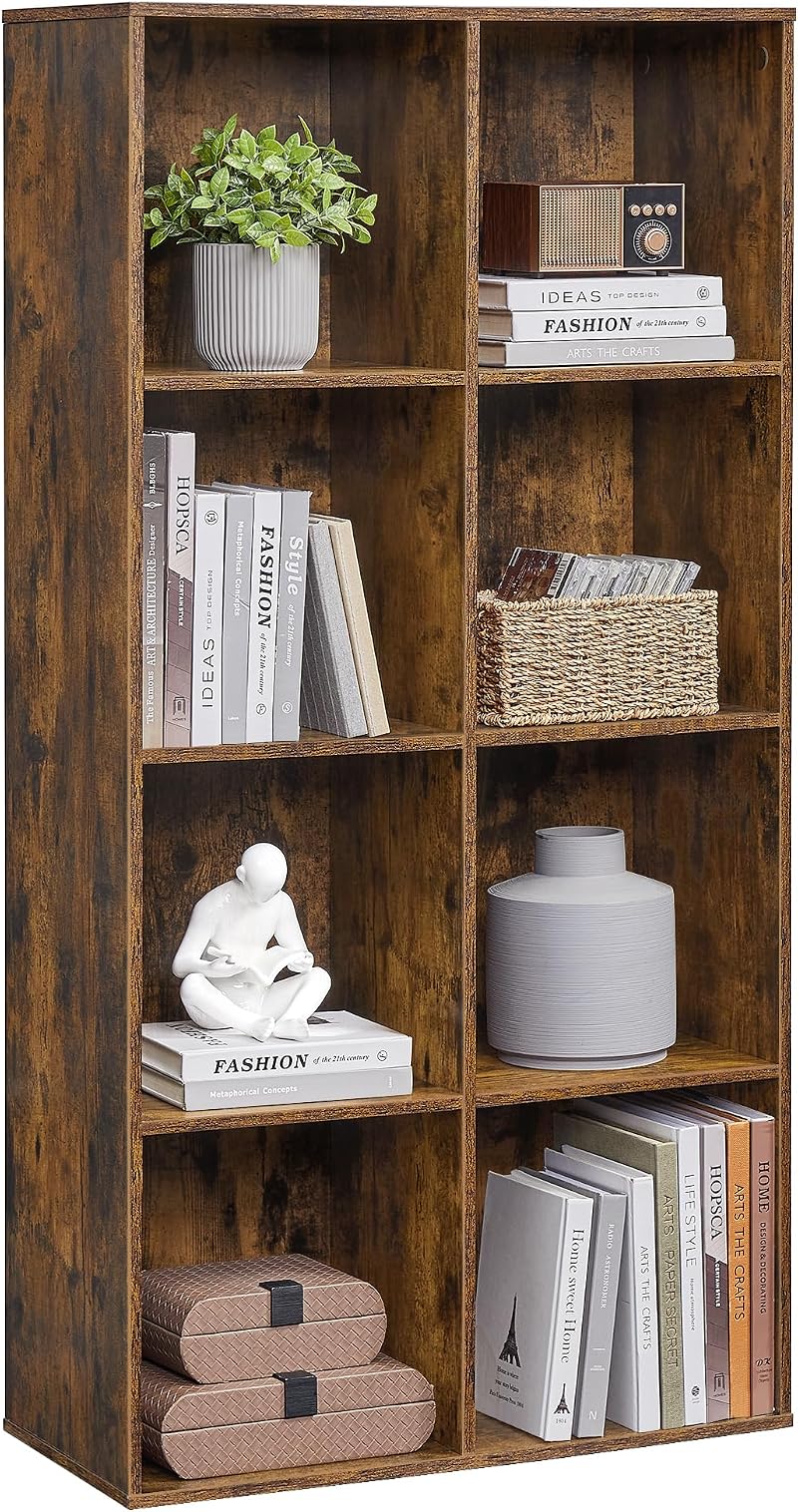 VASAGLE 8-Cube Bookcase Rustic Brown LBC024T01 30 x 65 x 129.5 cm