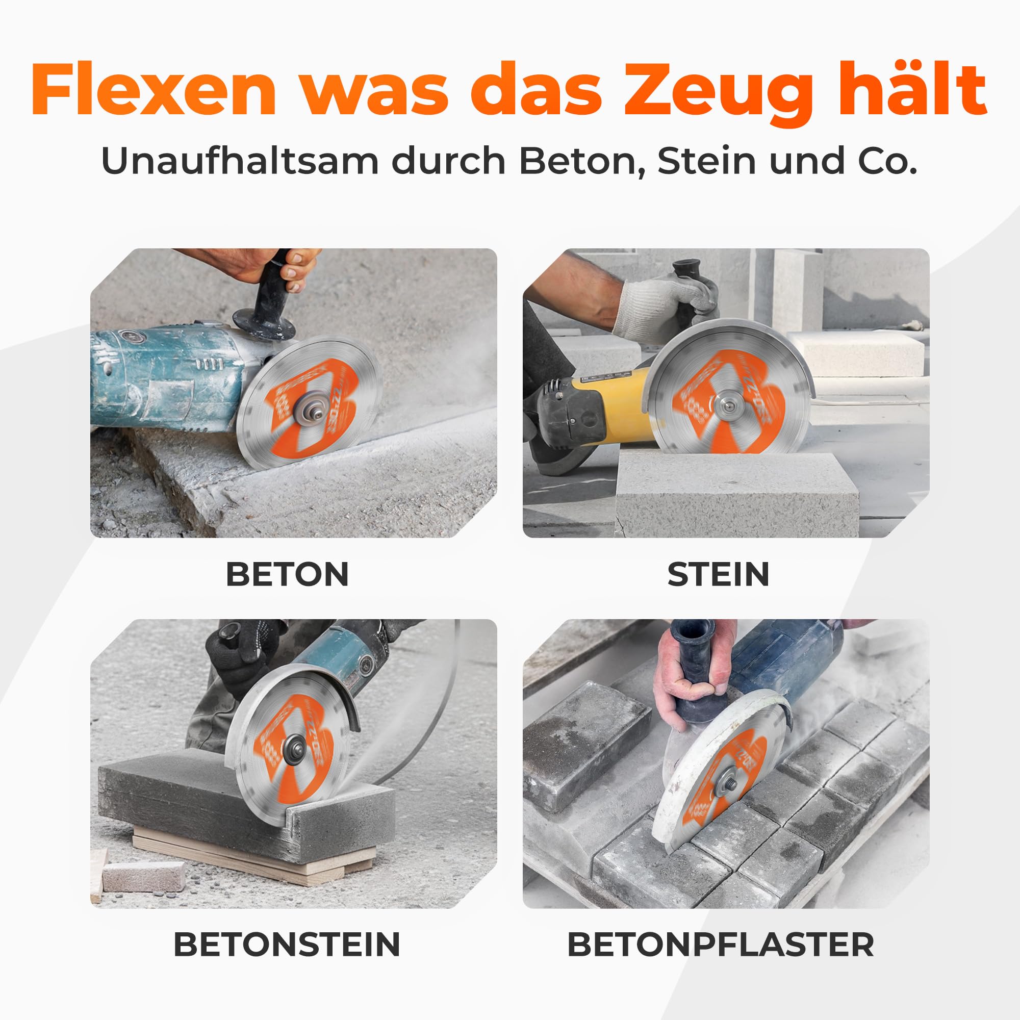 BAUBECK 2Stk. Diamantscheiben 230mm für Stein, Beton, Leistungsstark kompatibel mit Winkelschleifer von Bosch, Metabo, Diamant Trennscheibe 230 Diamanttrennscheibe 230 Diamant Trennscheibe 230 Stein 4