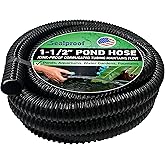 Sealproof Kinkproof 1-1/2" Dia Waterfall, Pond Tubing, 1-1/2-Inch ID, 20 FT, Black Corrugated PVC Strong Flexible Tubing, Mad