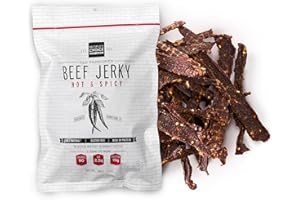 PEOPLE'S CHOICE BEEF JERKY People’s Choice Beef Jerky – Old Fashioned – Hot & Spicy – Sugar Free, Zero Carb, 15g Protein, Keto Friendly – Dry Texture – Made in USA – 1 Pound (16 oz) Bag