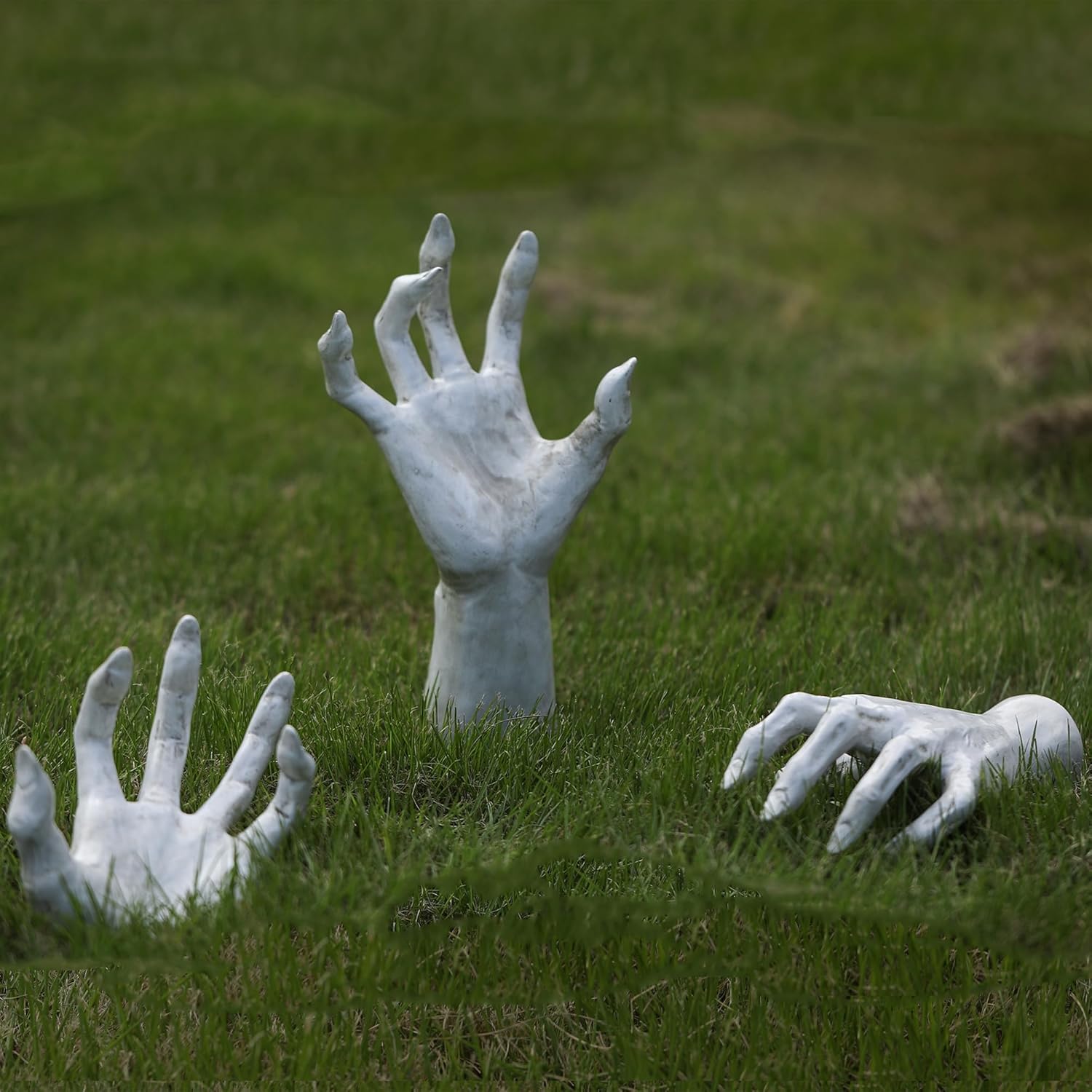 Decorative Garden Stakes - DN DECONATION Halloween Decorations Wall Mounted Creepy Reaching Hands, 3Pcs Resin Life-Sized Horror Hands for Yard Stakes, Gothic Hanging Wall Art Sculpture for Indoor Outdoor