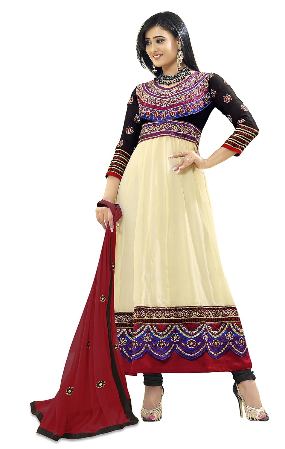 florence women georgette dress material (sb-1321 _cream _2)