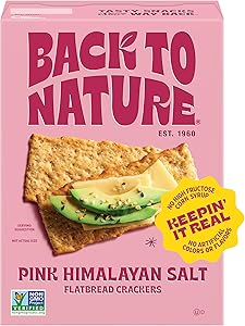 Back to Nature Pink Himalayan Sea Salt Multigrain Flatbread Crackers, Non-GMO, Vegan Friendly, Made with Wheat Flour & Whole 