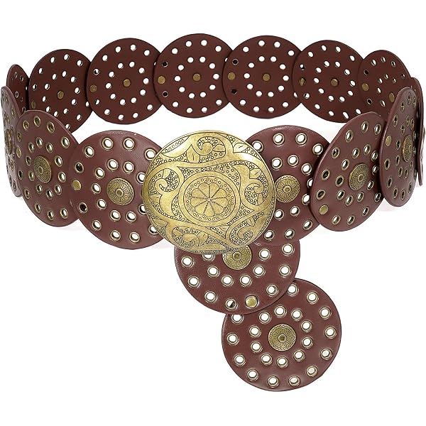 Suyi Wide Disc Belt for Women Leather Hollow Out Round Belts  display picture 1