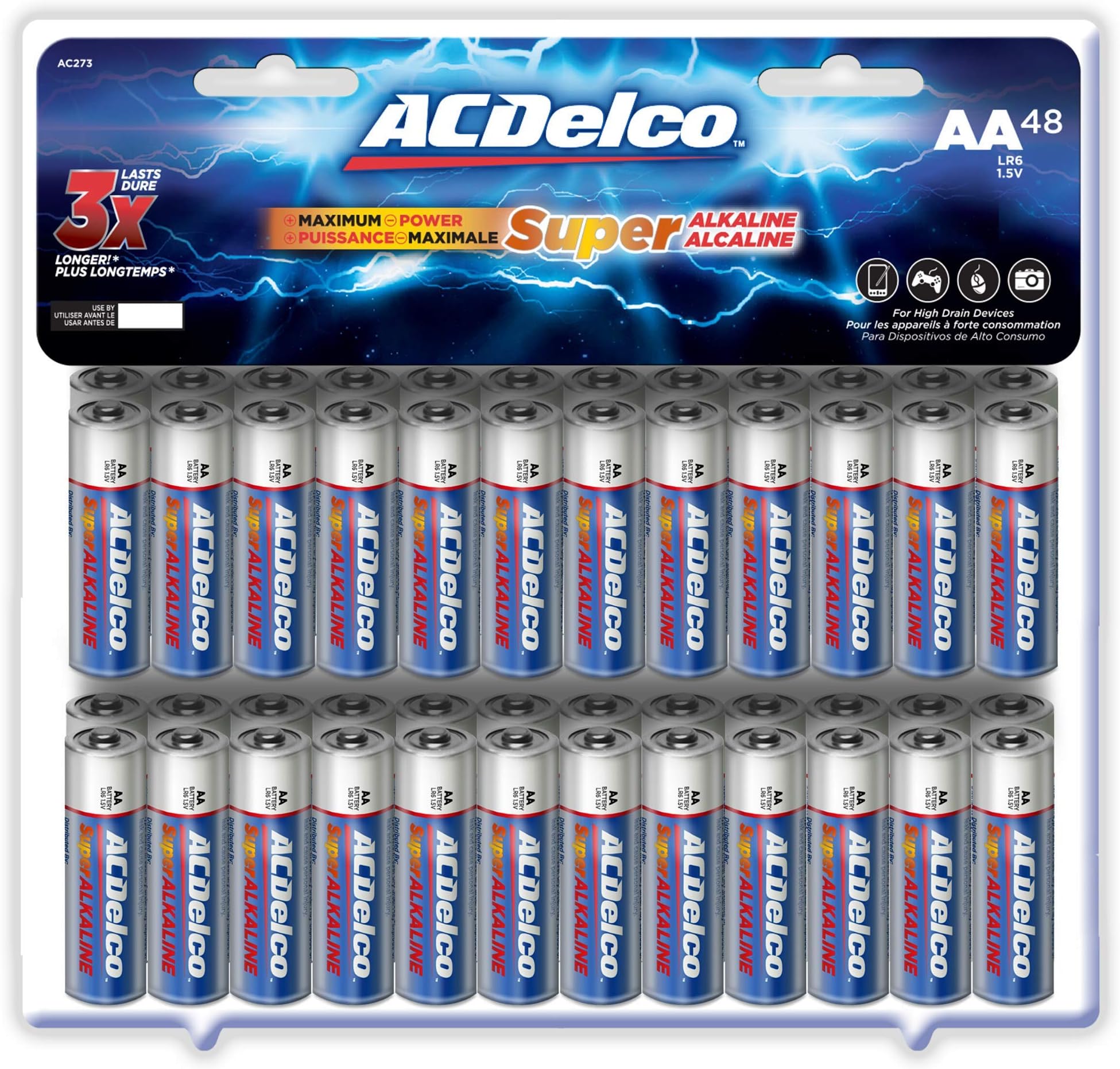 Powermax USA ACDelco 48-Count AA Batteries, Maximum Power Super Alkaline Battery
