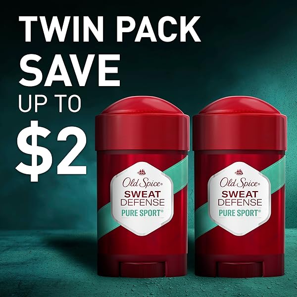 OLD SPICE SWEAT DEFENSE ANTIPERSPIRANT & DEODORANT FOR MEN, 24/7 ULTIMATE SWEAT PROTECTION, LONG LASTING SCENT, SOFT SOLID, PURE SPORT SCENT, 2.6 OZ (PACK OF 2)