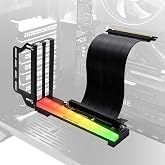 EZDIY-FAB Vertical Graphics Card Holder Bracket with ARGB 5V 3Pin LED,GPU Mount,Video Card VGA Support Kit with PCIE3.0 Riser Cable- Black