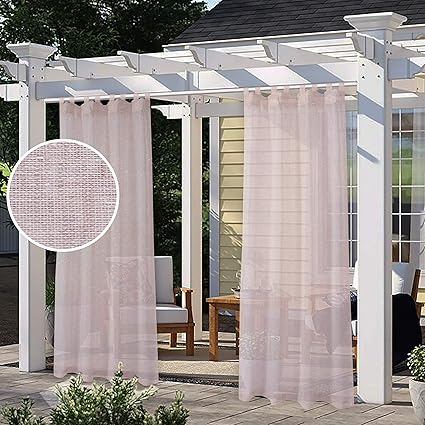 lordtex cortina de arpillera de lino para exteriores para patio 2 paneles impermeables con pestana superior transparente para pergola porche