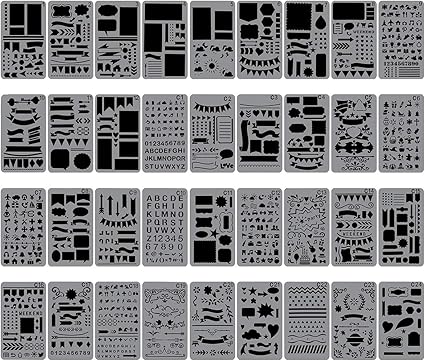 Amazon Com Biubee 36 Pcs Plastic Stencils Over 1500 Different Patterns 4 X 7 Plastic Planner Stencils Drawing Templates Set For Notebook Diary Diy Scrapbook Arts Crafts Sewing