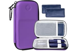 SMYV Insulin Cooler Travel Case with 2 TSA Approved Ice Packs, Medication Cooler for Diabetic Supplies, Compact for Daily Life and Trip (Purple)