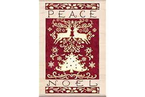 Inkadinkado Wood "Peace and Noel" Christmas Stamp for Decorating Christmas Cards, 3.5'' L x 5'' W