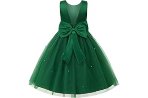 Uhnice Flower Girl Dress Satin Ball Gown for Wedding Party with Bowknot