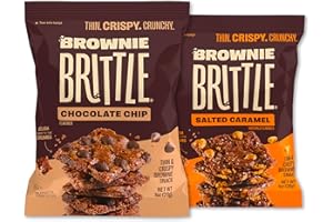 Brownie Brittle – Chocolate Chip & Salted Caramel Thin and Crispy Sweet Snacks (Pack of 20, 1 oz), Rich Gourmet Brownie Bites Dessert