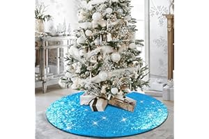 yuboo Teal Blue Christmas Tree Skirt, 48 Inch Sequin Double Layers Tree Mat for Turquoise Christmas Decorations