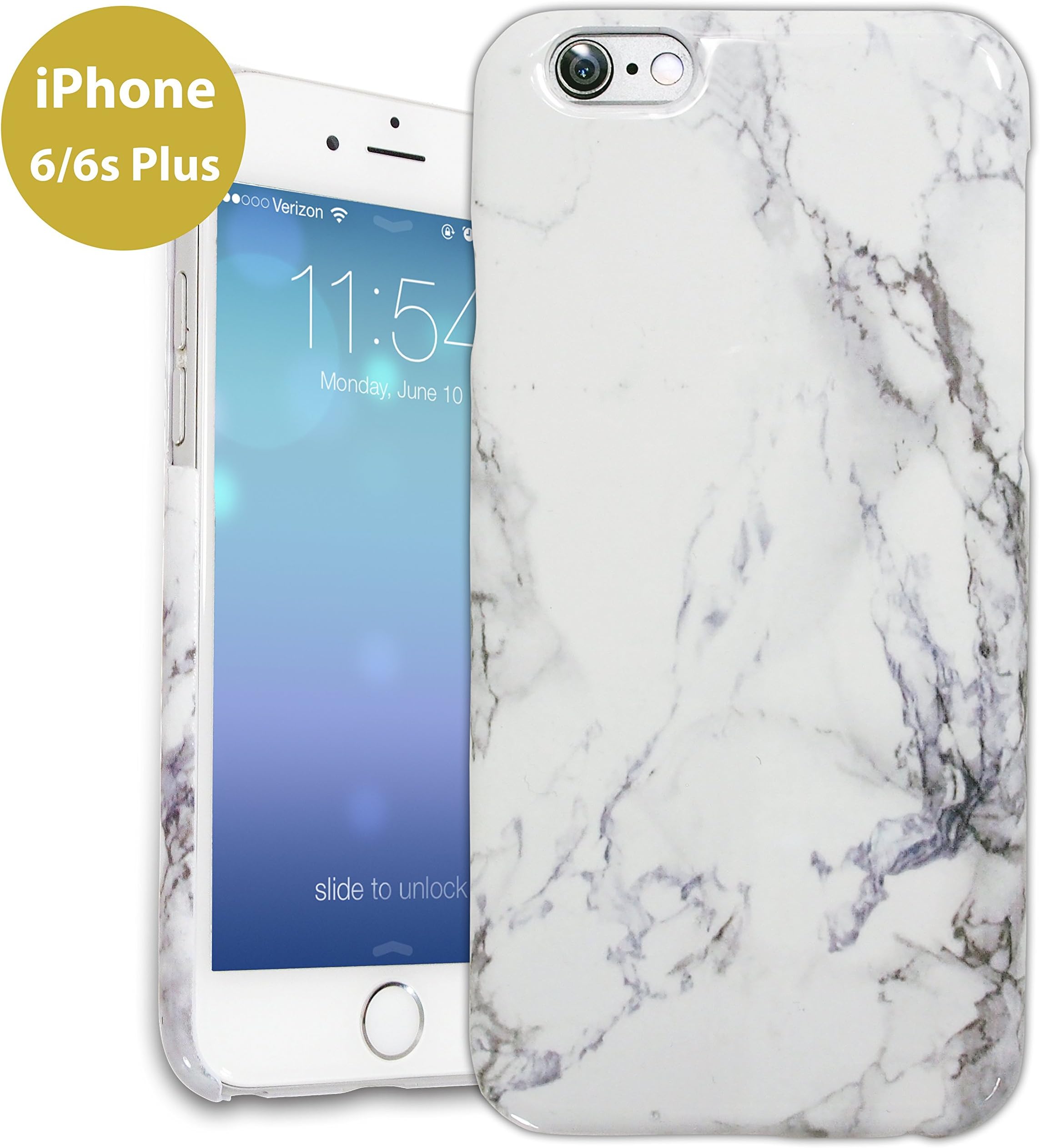 iPhone 6 6s Plus White Marble Pattern Snap-on PC Crystal Case, Novo Glossy Hard Shell Phone Cover w/ Smooth Touch Finish, Best Protection & Most Stylish for Your iPhone 6/6s Plus (5.5 inch Display)