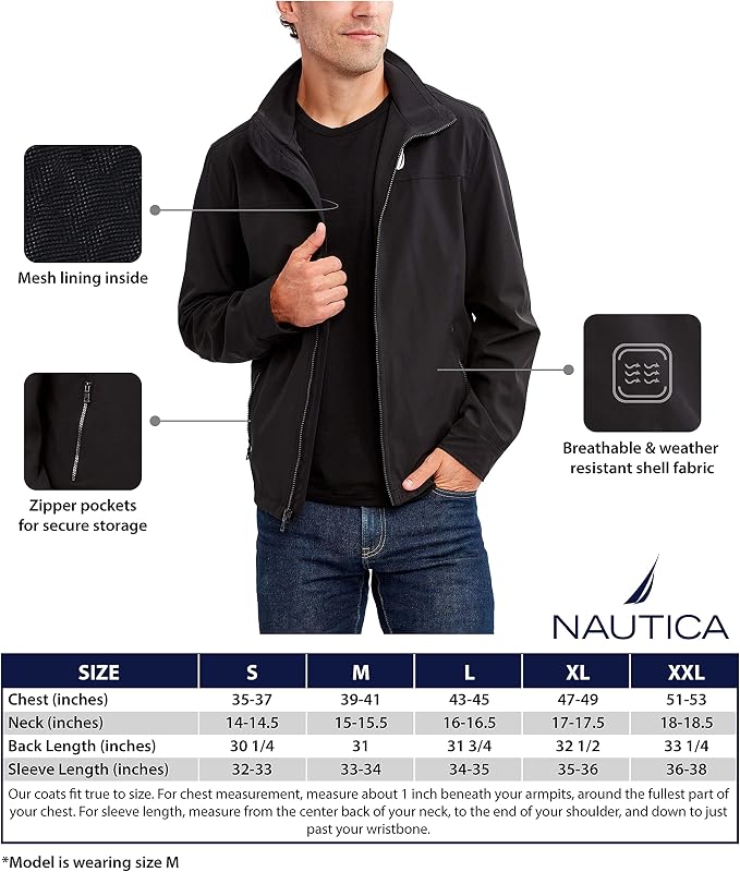 Chaqueta de golf ligera para hombre con cierre completo y elástico para exteriores, Gris nube., XXL