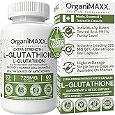 Glutathione 725mg Per Capsule OrganiMAXX L-Glutathione One A Day capsules. Glutathione Supplements for Antioxidant And Detox 