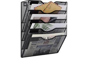 COSYAWN Porte-documents mural à 5 niveaux en métal à suspendre - Noir