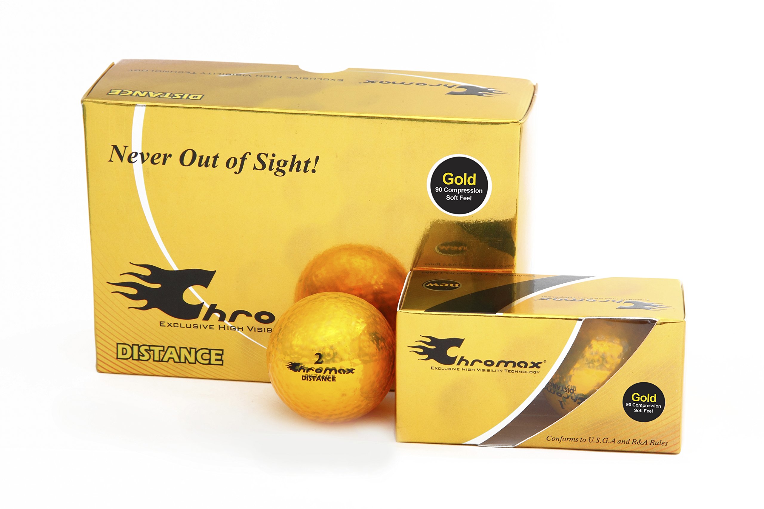 Chromax High Visibility Distance Golf Balls 6-Pack - Gold