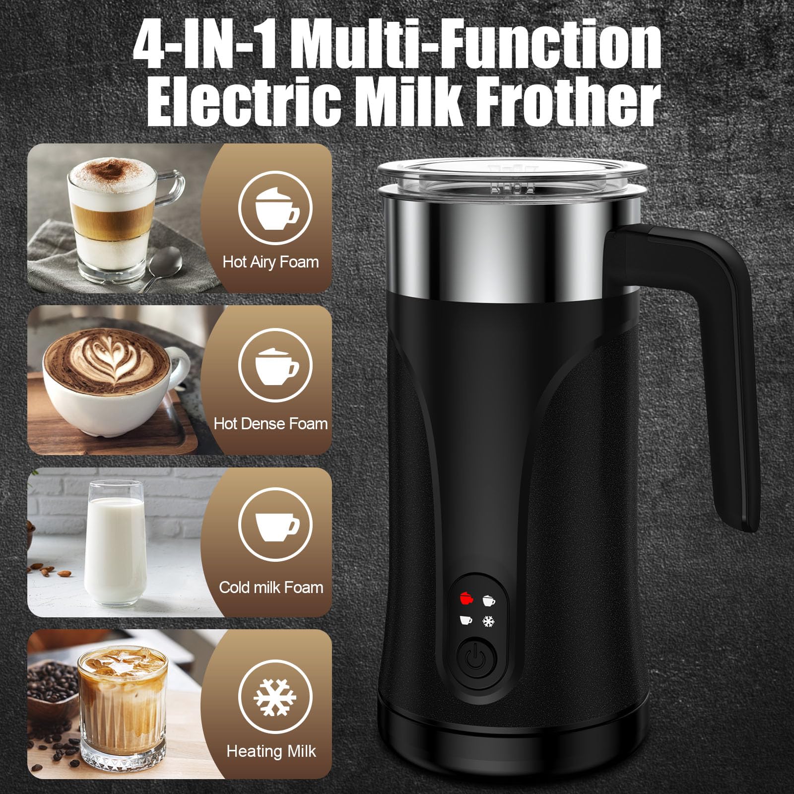 Condition photo showing New/Like New for ovetedot milk frother, 4-in-1 milk frother and steamer, 10.1oz/300ml automatic hot and cold foam mak
