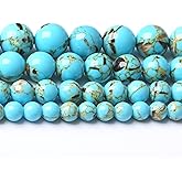 Blue Shell Turquoise Stone Beads for Jewelry Making Gemstone Round Crystal Bracelet Necklace 1 Strand 15.5inch 35PCS 10MM
