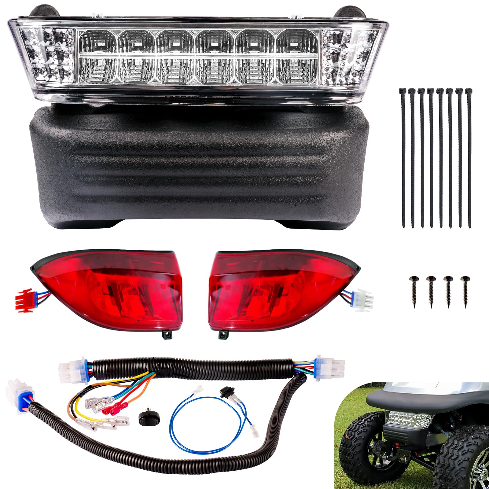 Photo 1 of Drive-up Golf Cart LED Light Kit for Club Car Precedent 2004-2008.5 Electric Models, Replaces 12V Club Car LED Headlight and Taillight Assembly OEM 102524801, 1025290-01