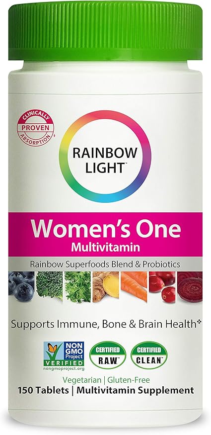 Amazon Com Rainbow Light Women S One Daily High Potency Multivitamin For Immune Support With Vitamin C D Zinc 150 Tablets Non Gmo Vegetarian Gluten Free 5 Month Supply Health Personal Care