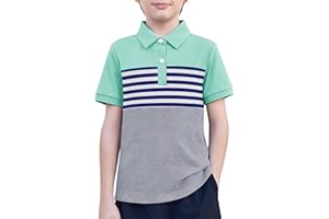 Arshiner Boys Striped Polo Shirt Short Sleeve Golf Shirt School Uniform Shirts Summer Performance Tops for Kid 4-12 Years