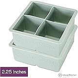 Large Ice Cube Mold - Makes 4 Jumbo 2.25 Inch Big Ice Cubes - Prevent Diluting Your Scotch, Whiskey, & Cocktails - Keep Drinks Chilled with Praticube Large Ice Cube Trays - 2 Pack