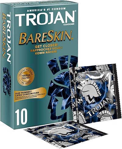 Trojan BareSkin Condoms, Ultra Thin Latex, Pack of 10