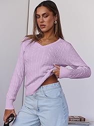 ANRABESS Womens Long Sleeve Cable Knit Sweater 2025